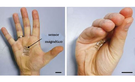El sensor magnético Crean un sensor magnético que se adapta a la piel